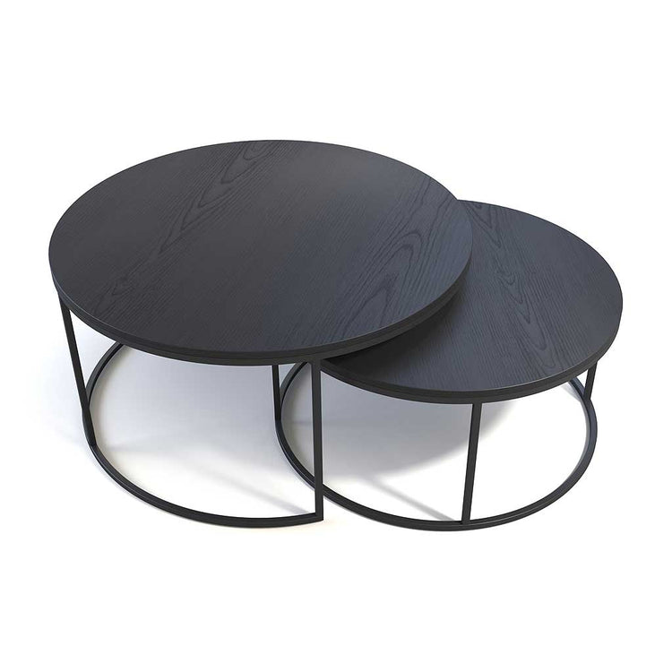 Malta coffee table set black ash veneer