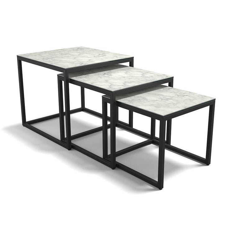 Rokko nesting coffee table set white ceramic