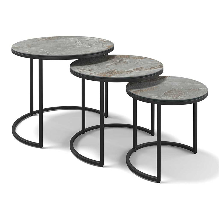 Senjo nesting coffee table set grey ceramic
