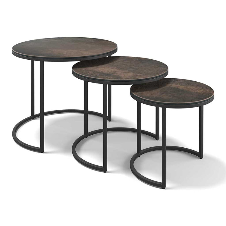 Senjo nesting coffee table set brown ceramic