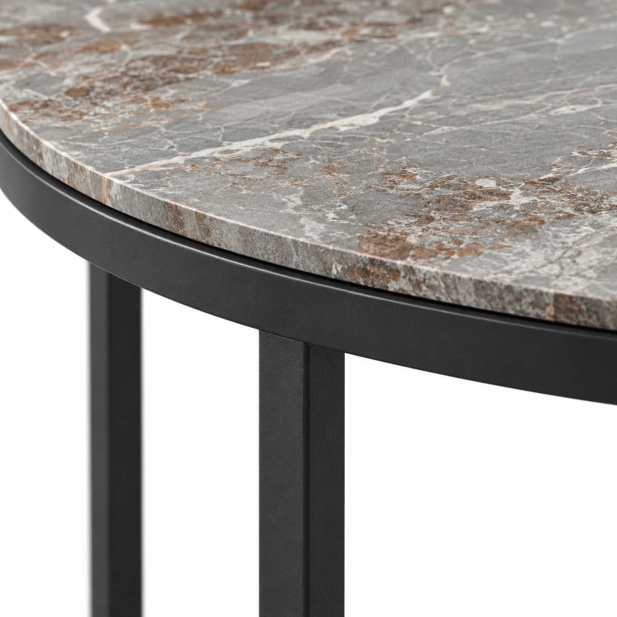 Coffee Table Senjo - Nesting Set - Grey MXC 201 Ceramic - Black Metal - detail
