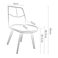 Dining Chair Bari Armless - San Remo 101 Fabric & Black Metal Legs - 46 x 62 x 84 cm