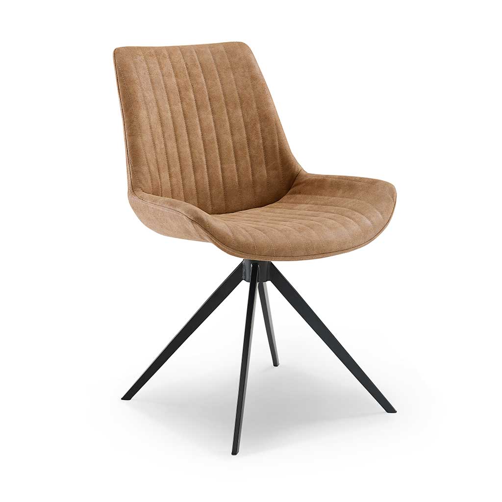 Chaise à manger Céline - Tissu Camel Budapest & Base pivotante noire