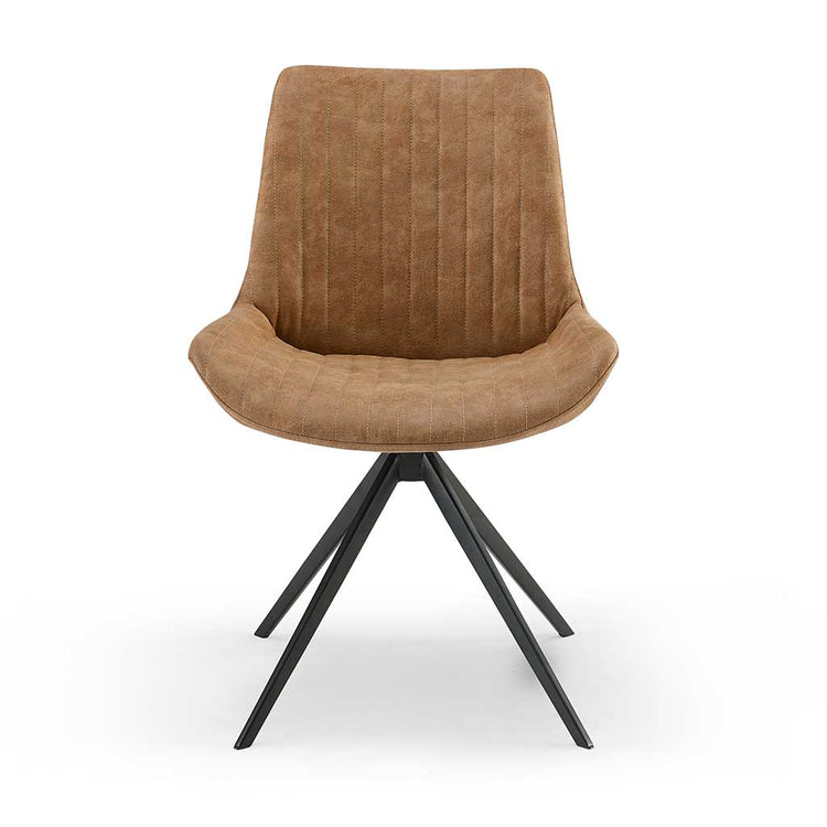 Chaise à manger Céline - Tissu Camel Budapest & Base pivotante noire