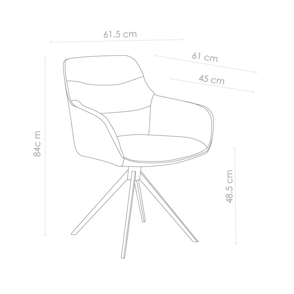Eetstoel Como - Champagne Leder &amp; Champagne Swivel Base - 62 x 61 x 84 cm