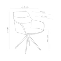 Dining Chair Como - Champagne Leather & Champagne Swivel Base - 62 x 61 x 84 cm