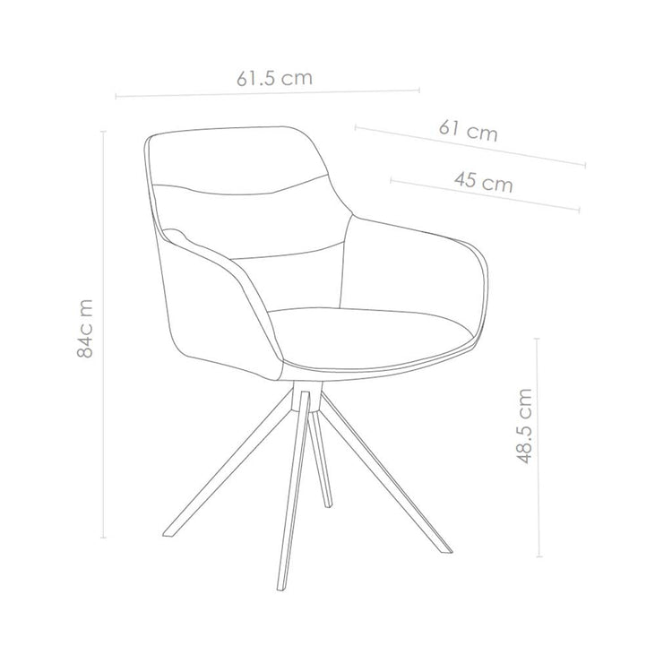 Eetstoel Como - Champagne Leder &amp; Champagne Swivel Base - 62 x 61 x 84 cm