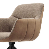 Dining Chair Ferrara - Taupe Bull Leather & Taupe Sneak Fabric with Black Swivel Base - 61 x 61 x 85 cm