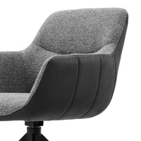 Dining Chair Ferrara - Black Bull Leather & Dark Grey Sneak Fabric with Black Swivel Base - 61 x 61 x 85 cm