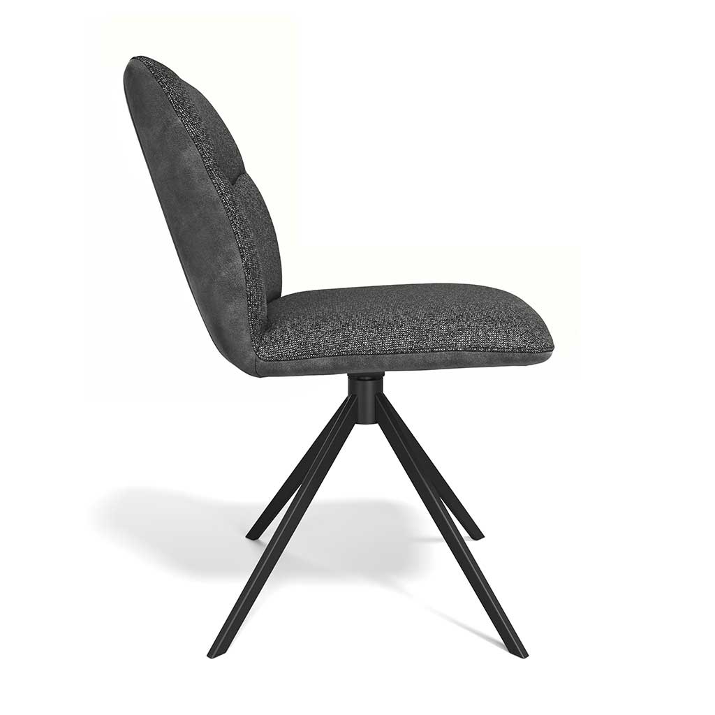 Dining Chair Ferrara Armless - Dark Grey Bull 67 Fabric & Black Swivel Base - 46 x 63 x 84.5 cm