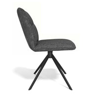 Dining Chair Ferrara Armless - Dark Grey Bull 67 Fabric & Black Swivel Base - 46 x 63 x 84.5 cm