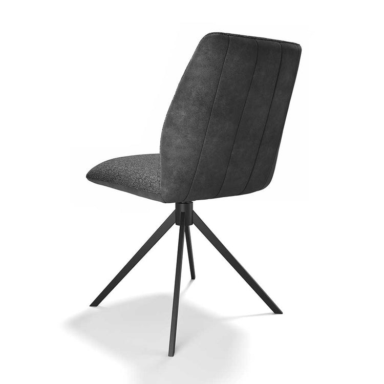 Speisestuhl Ferrara Armless - Dark Grey Bull 67 Stoff & Black Swivel Base - 46 x 63 x 84,5 cm
