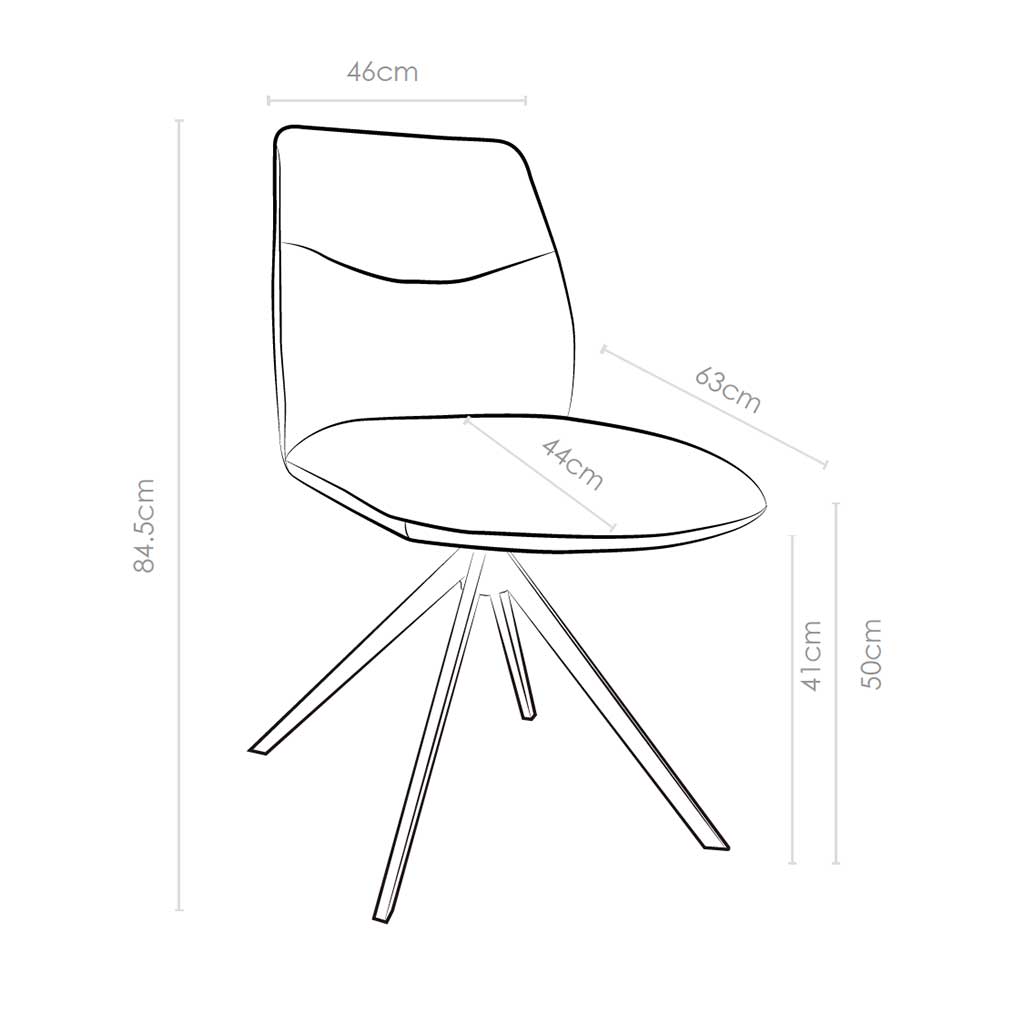 Speisestuhl Ferrara Armless - Dark Grey Bull 67 Stoff & Black Swivel Base - 46 x 63 x 84,5 cm