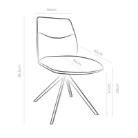 Dining Chair Ferrara Armless - Dark Grey Bull 67 Fabric & Black Swivel Base - 46 x 63 x 84.5 cm