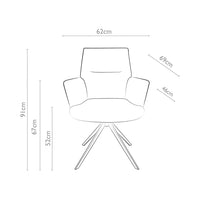 Dining Chair Flavia - Cream Leather B970 & Espresso Swivel Base - 62 x 69 x 91 cm
