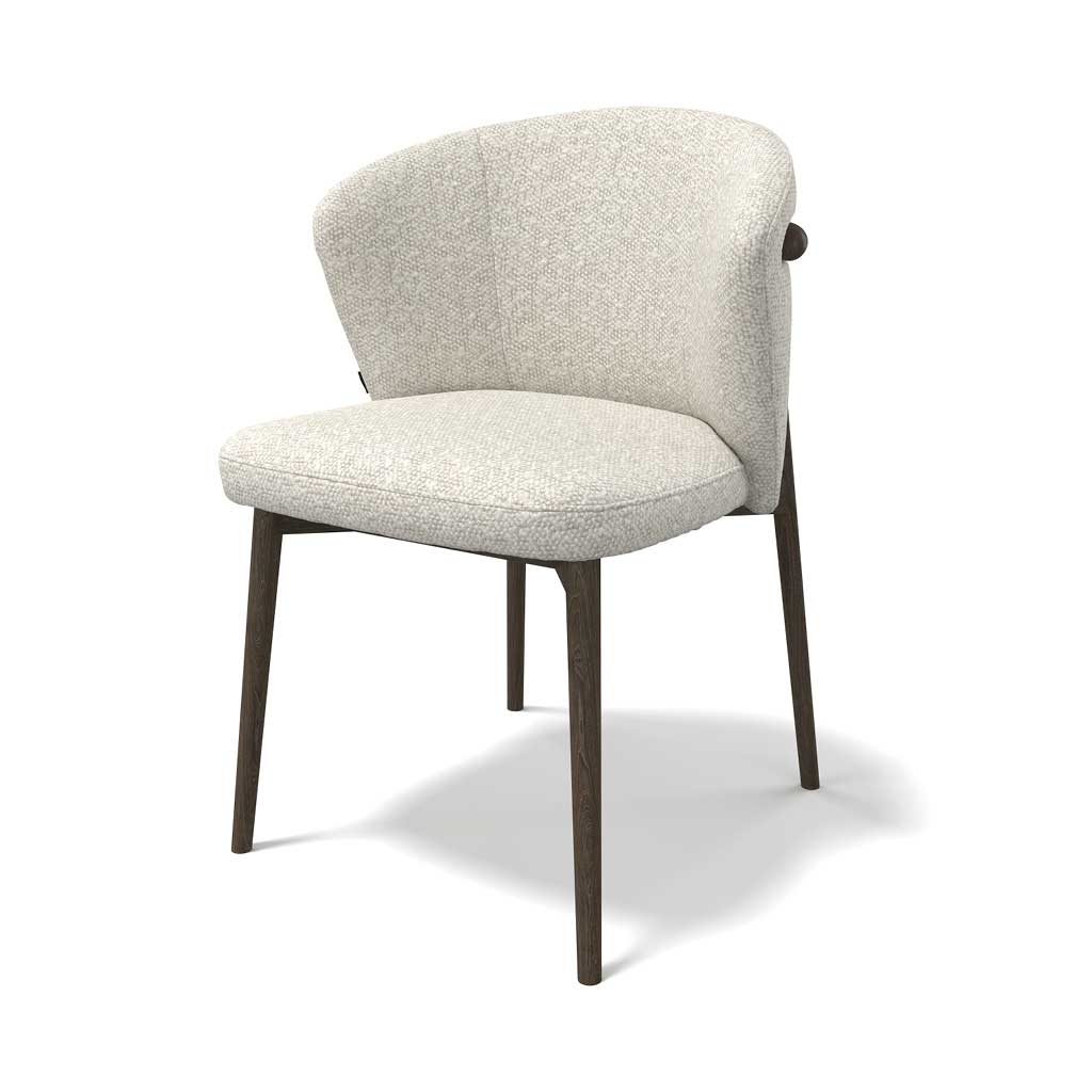 Chaise à manger Harmony - Tissu Ascot Pearl & Cadre en bois foncé - 60 x 58 x 81 cm