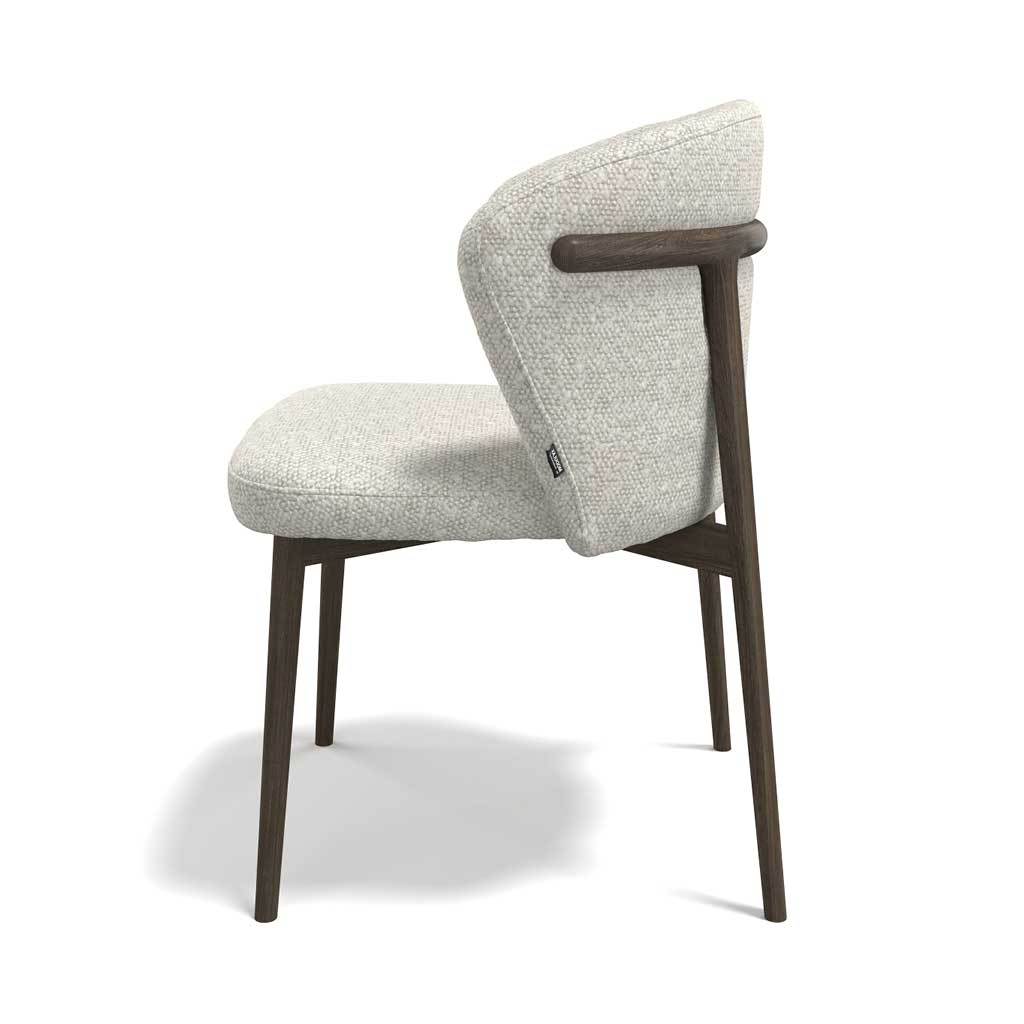 Chaise à manger Harmony - Tissu Ascot Pearl & Cadre en bois foncé - 60 x 58 x 81 cm