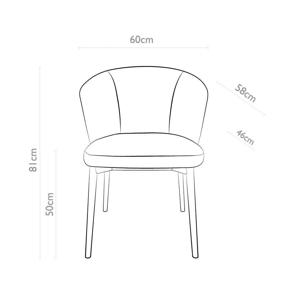 Chaise à manger Harmonie - Oasis 01 Tissu & Cadre en bois naturel - 60 x 58 x 81 cm