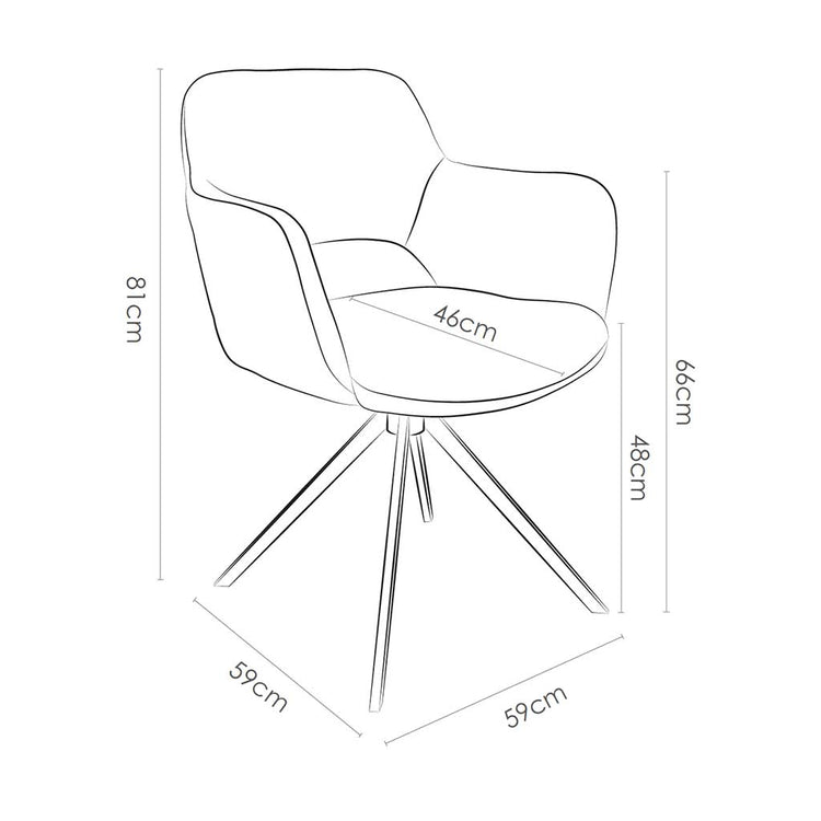 Chaise à manger Julien - Tissu escarpé 110 - Base pivotante noire - 59 x 59 x 81 cm