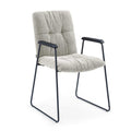 Lausanne Dining Chair - Sneak 01 Fabric - Black Metal Frame - Armrests - 56.5 x 65 x 88.5 cm