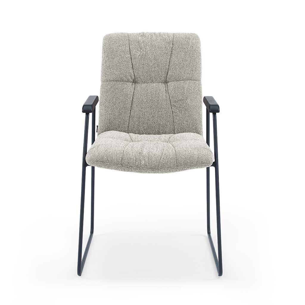 Lausanne Dining Chair - Sneak 01 Fabric - Black Metal Frame - Armrests - 56.5 x 65 x 88.5 cm