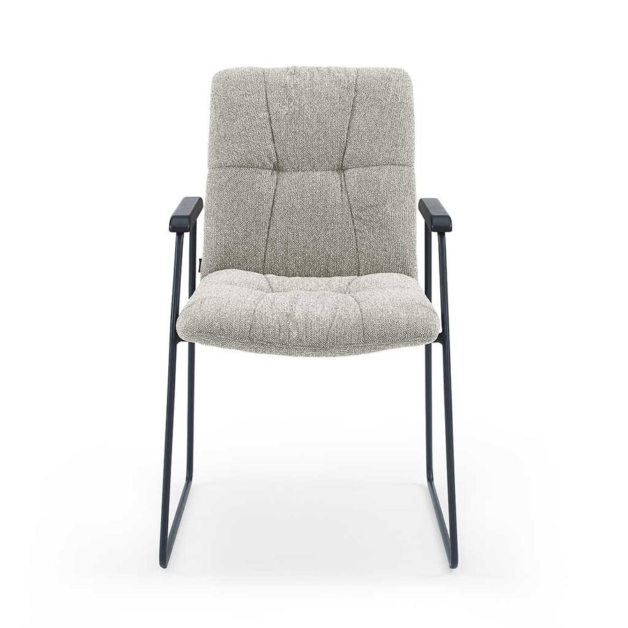 Lausanne Dining Chair - Sneak 01 Fabric - Black Metal Frame - Armrests - 56.5 x 65 x 88.5 cm