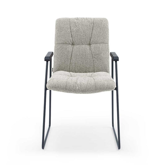 Chaise à manger Lausanne - Tissu Sneak 01 - Cadre en métal noir - Accoudoirs - 56,5 x 65 x 88,5 cm