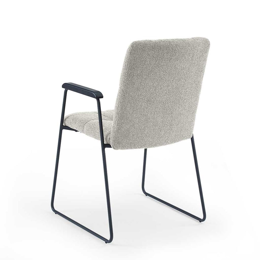 Lausanne Dining Chair - Sneak 01 Fabric - Black Metal Frame - Armrests - 56.5 x 65 x 88.5 cm