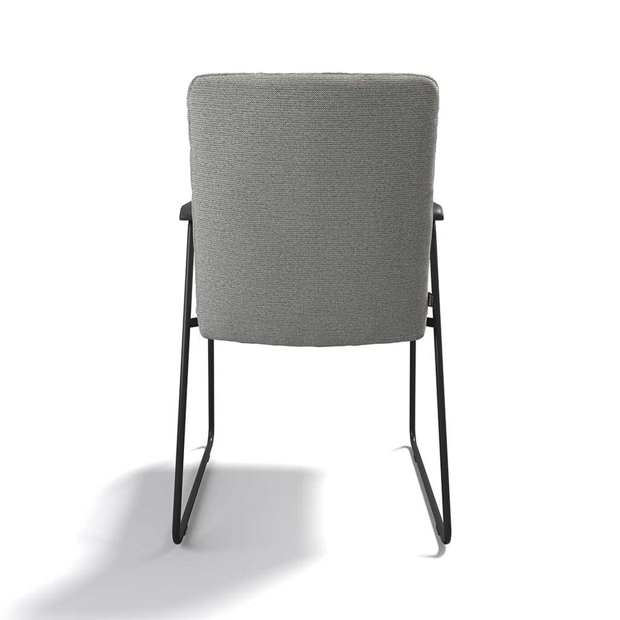 Lausanne Dining Chair - Sneak 01 Fabric - Black Metal Frame - Armrests - 56.5 x 65 x 88.5 cm