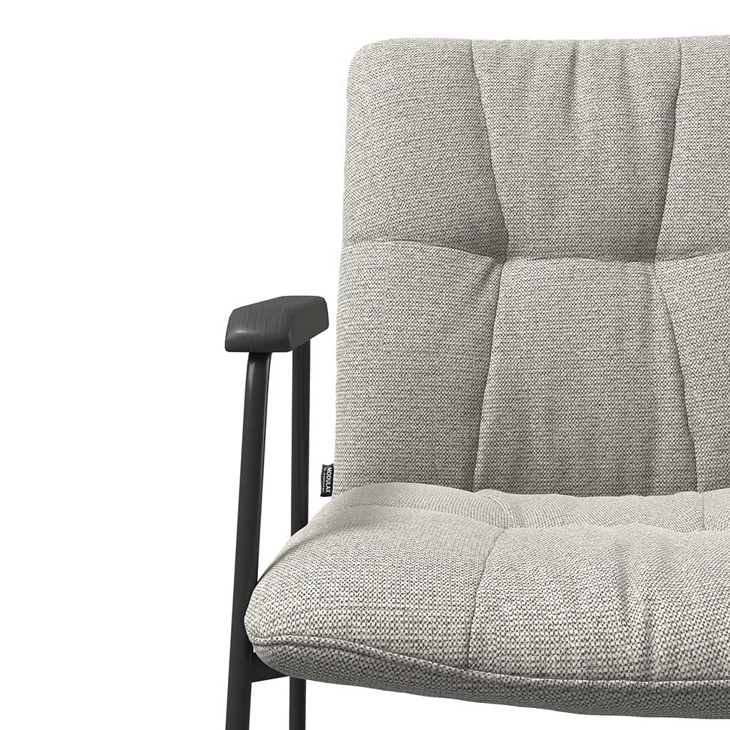 Lausanne Dining Chair - Sneak 01 Fabric - Black Metal Frame - Armrests - 56.5 x 65 x 88.5 cm