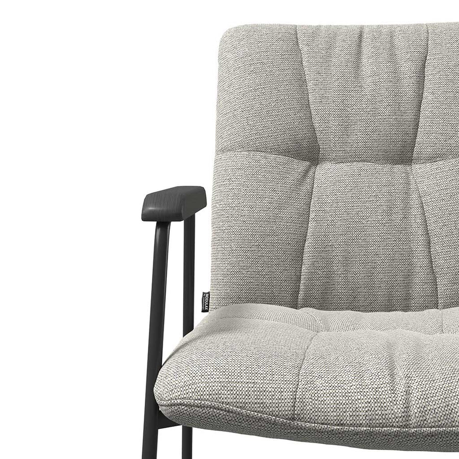 Lausanne Dining Chair - Sneak 01 Fabric - Black Metal Frame - Armrests - 56.5 x 65 x 88.5 cm