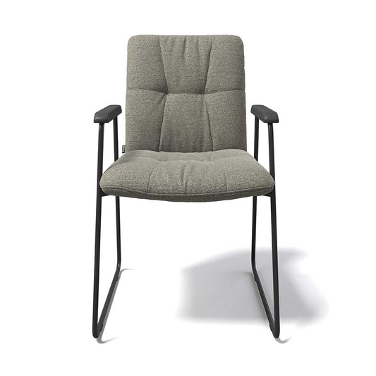 Lausanne Chaise à manger - Sneak 10 Tissu - Cadre en métal noir - Accoudoirs - 56,5 x 65 x 88,5 cm
