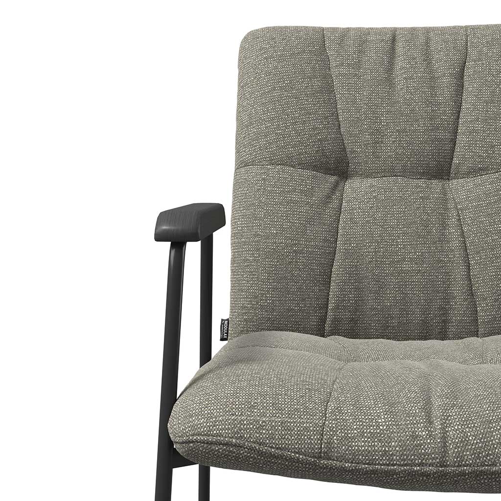 Lausanne Dining Chair - Sneak 10 Fabric - Black Metal Frame - Armrests - 56.5 x 65 x 88.5 cm