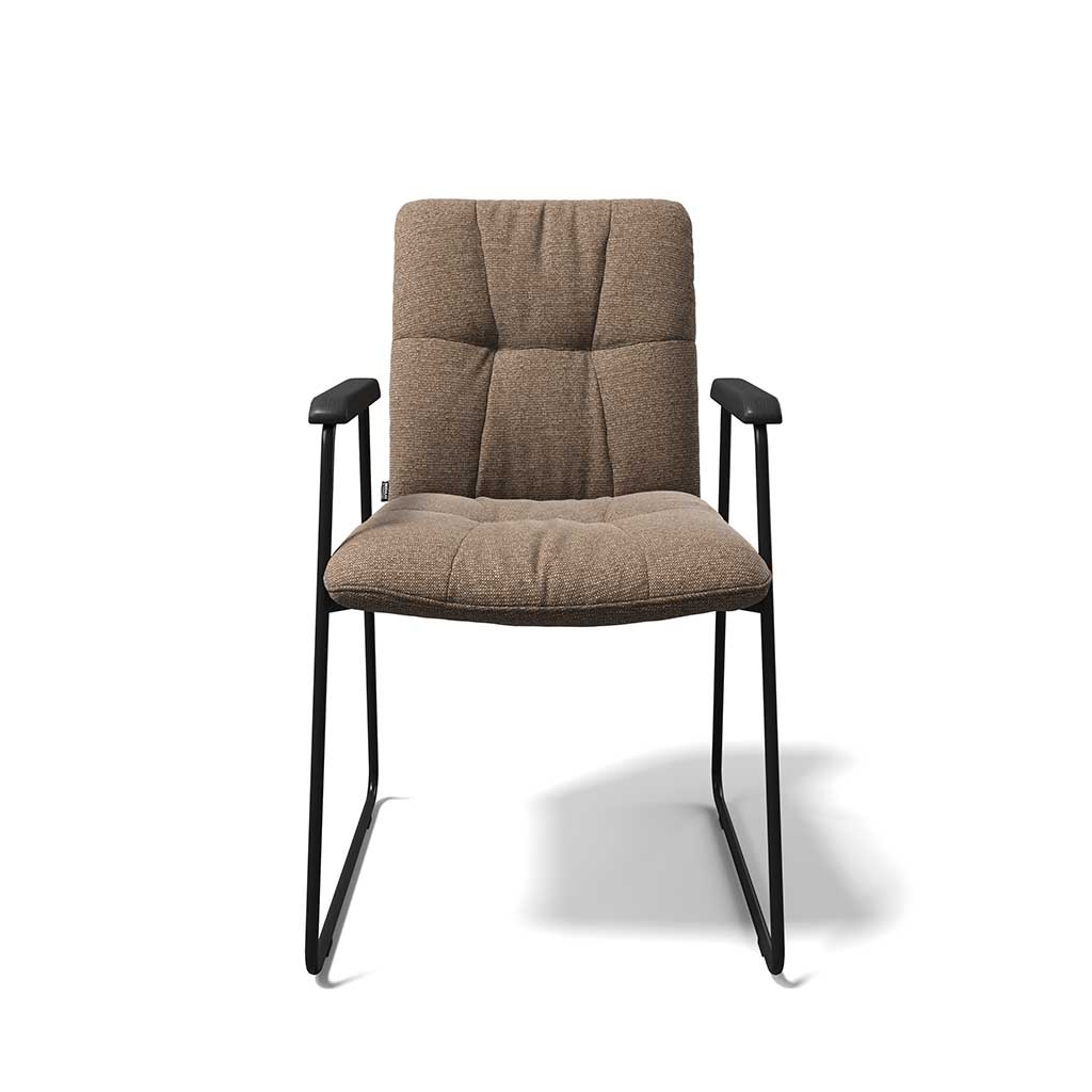 Lausanne Dining Chair - Sneak 16 Fabric - Black Metal Frame - Armrests - 56.5 x 65 x 88.5 cm