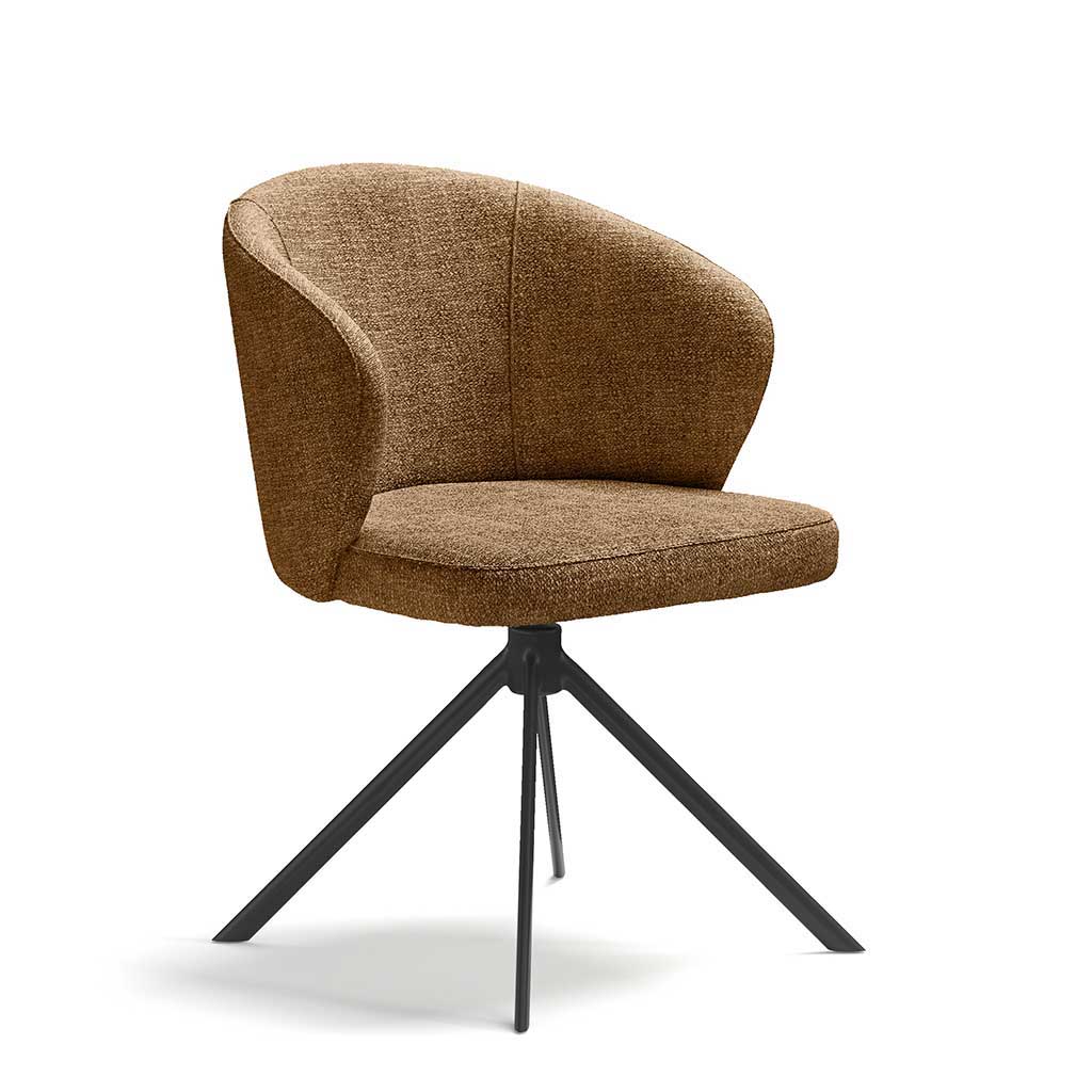 Lazio Dining Chair - Oasis 16 Fabric - Black Swivel Base - Upholstered Dining Chair - 57 x 58.5 x 81 cm