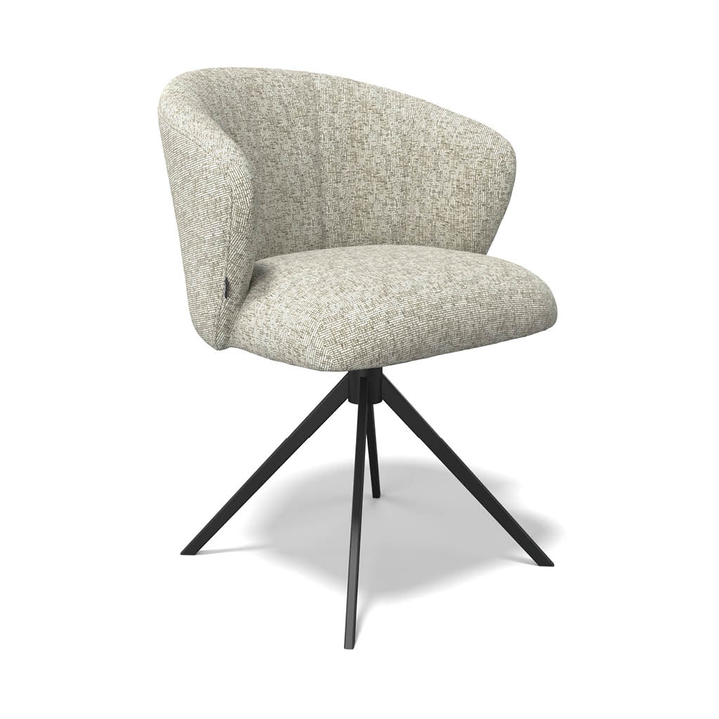 Chaise à manger Lecce - Tissu Be Fine 120 - Base pivotante noire - Chaise à manger rembourrée - 58 x 59 x 80 cm