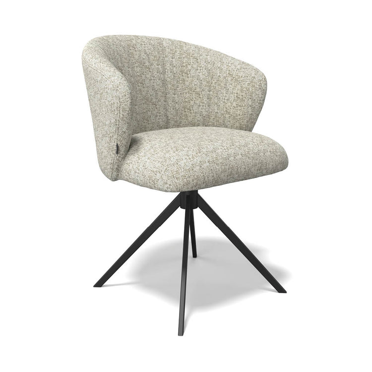 Chaise à manger Lecce - Tissu Be Fine 120 - Base pivotante noire - Chaise à manger rembourrée - 58 x 59 x 80 cm