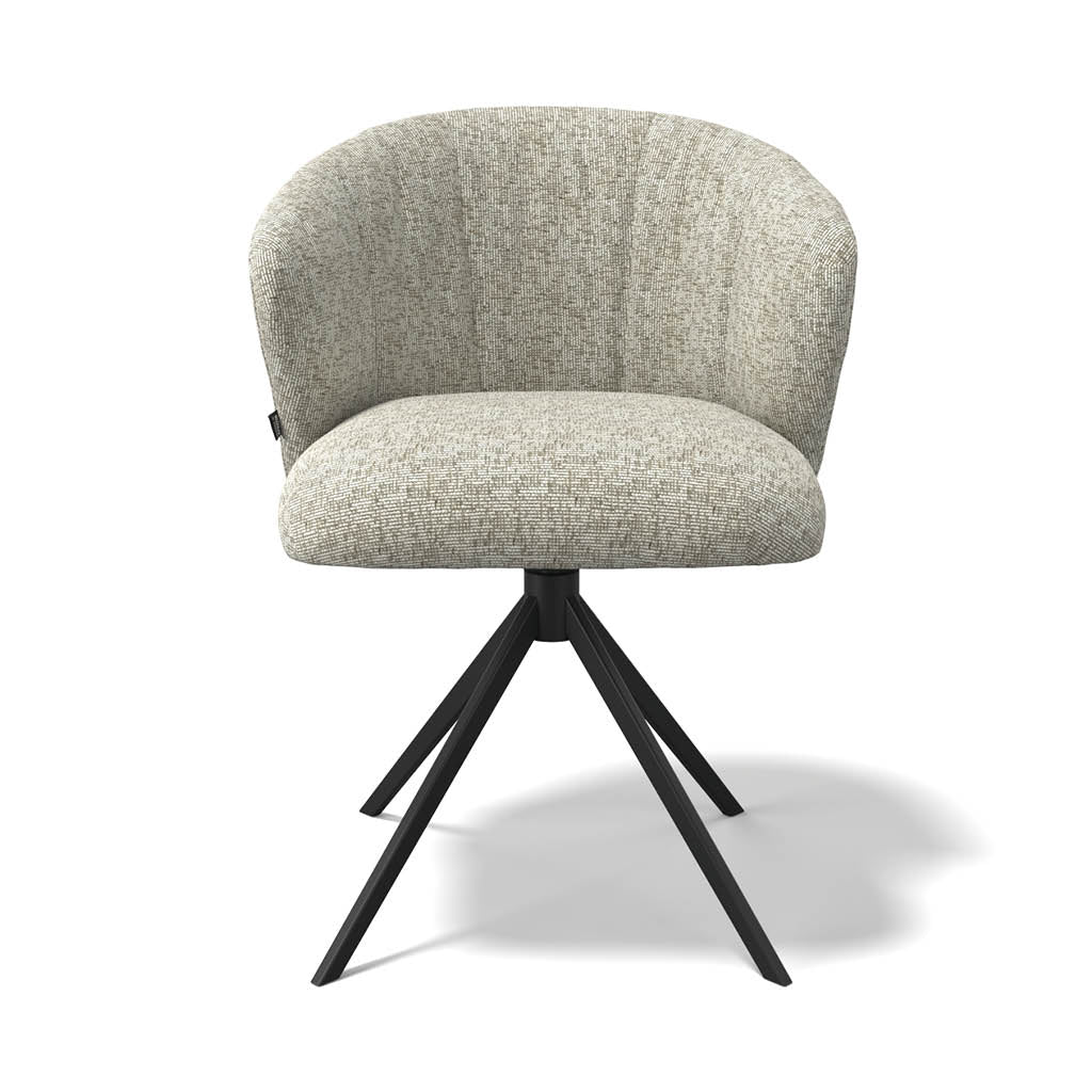 Chaise à manger Lecce - Tissu Be Fine 120 - Base pivotante noire - Chaise à manger rembourrée - 58 x 59 x 80 cm