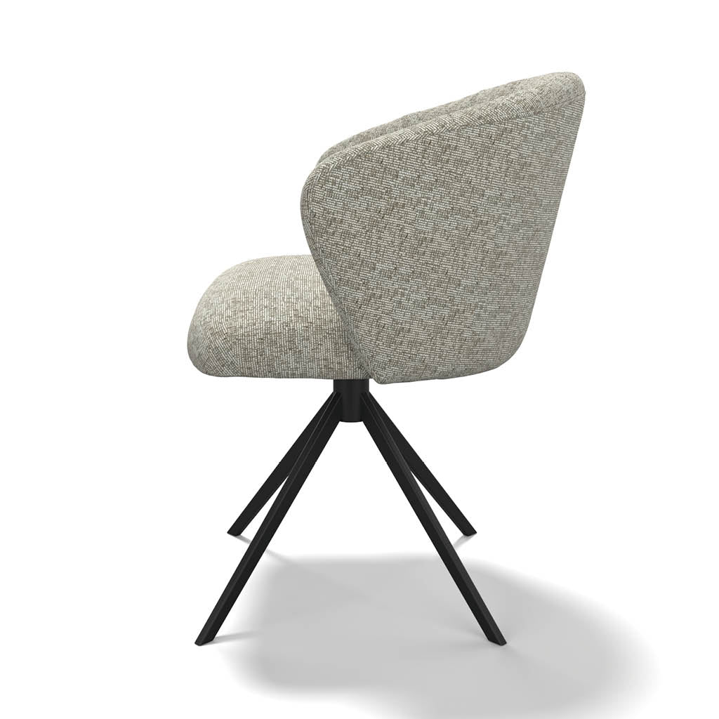 Chaise à manger Lecce - Tissu Be Fine 120 - Base pivotante noire - Chaise à manger rembourrée - 58 x 59 x 80 cm