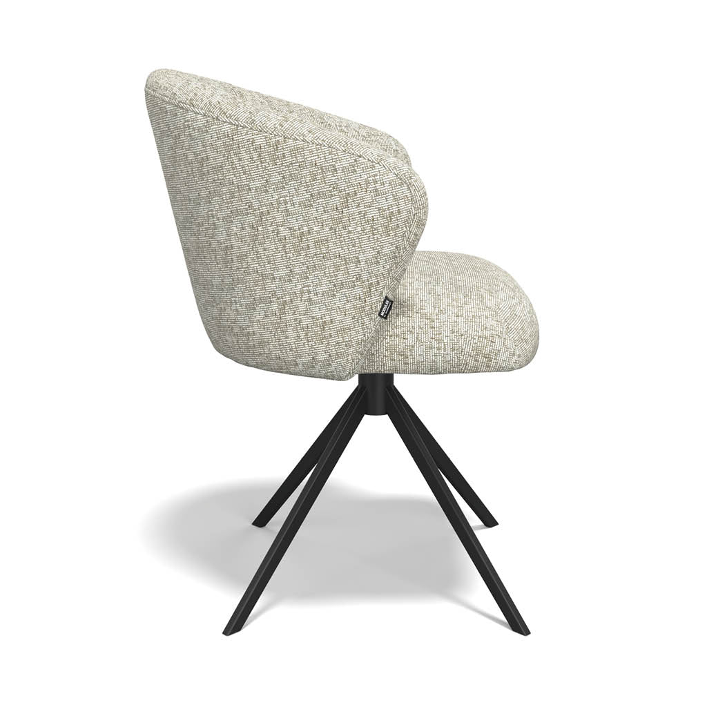 Chaise à manger Lecce - Tissu Be Fine 120 - Base pivotante noire - Chaise à manger rembourrée - 58 x 59 x 80 cm