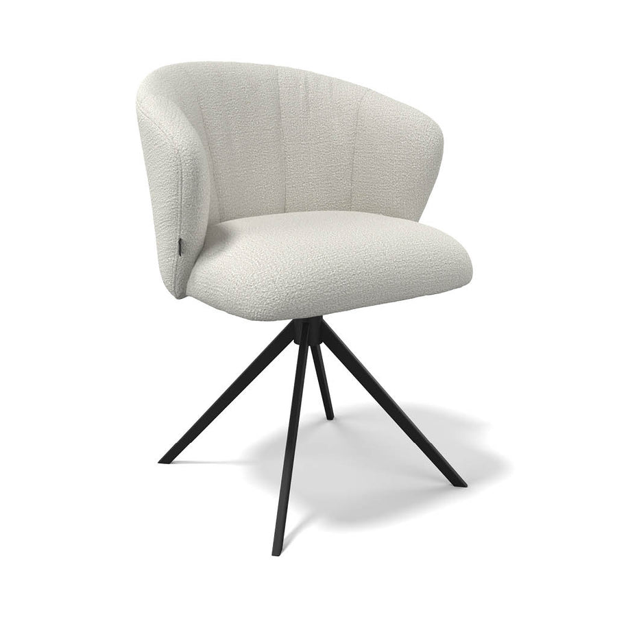 Lecce Dining Chair - Light Beige Oasis 01 Fabric - Black Swivel Base - 58 x 59 x 80 cm