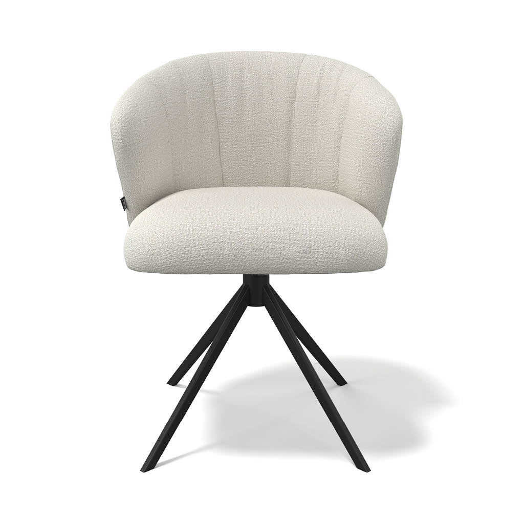 Chaise Lecce - Oasis beige léger 01 Tissu - Base pivotante noire - 58 x 59 x 80 cm