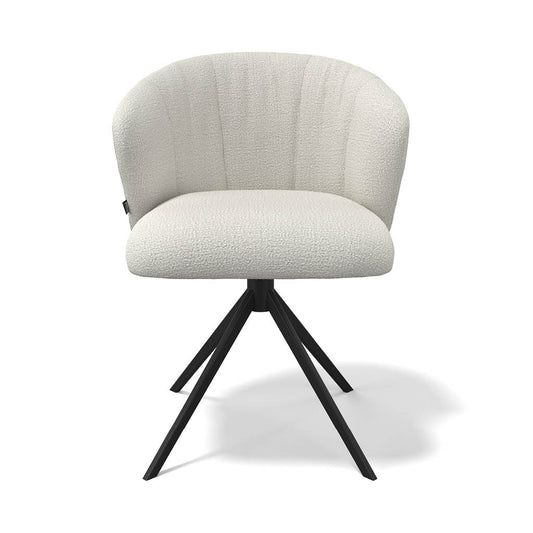 Chaise Lecce - Oasis beige léger 01 Tissu - Base pivotante noire - 58 x 59 x 80 cm