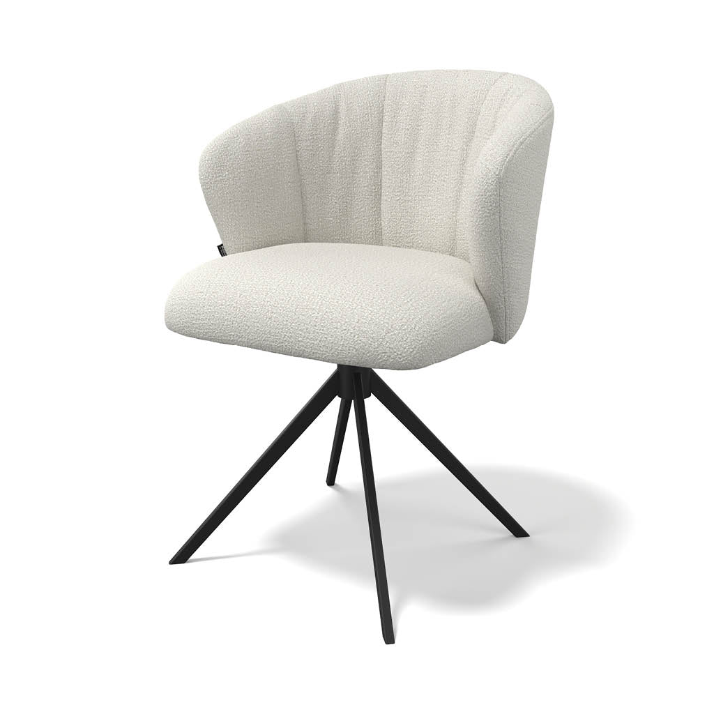 Chaise Lecce - Oasis beige léger 01 Tissu - Base pivotante noire - 58 x 59 x 80 cm