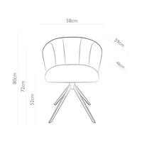 Lecce Dining Chair - Light Beige Oasis 01 Fabric - Black Swivel Base - 58 x 59 x 80 cm