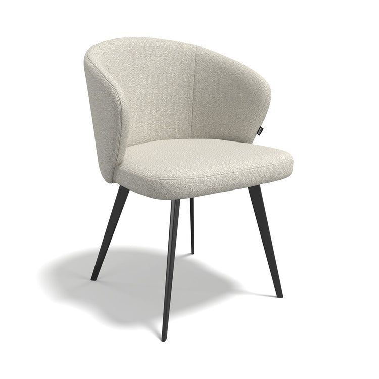 Lisette Dining Chair - Light Beige Oasis 01 Fabric - Black Metal Legs - 57 x 58 x 82 cm