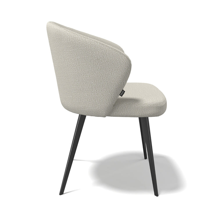 Lisette Dining Chair - Light Beige Oasis 01 Fabric - Black Metal Legs - 57 x 58 x 82 cm