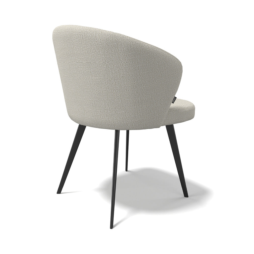 Lisette Dining Chair - Light Beige Oasis 01 Fabric - Black Metal Legs - 57 x 58 x 82 cm