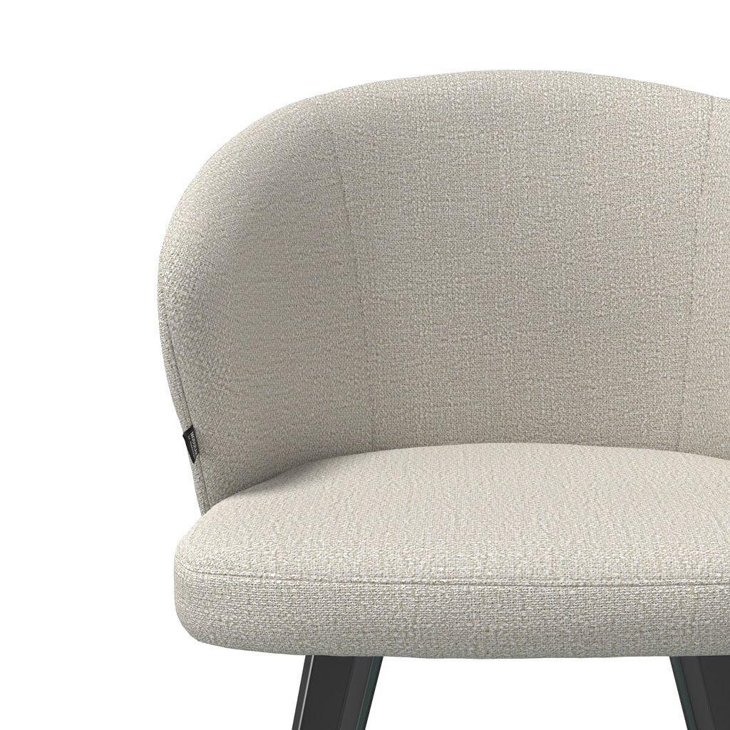 Lisette Dining Chair - Light Beige Oasis 01 Fabric - Black Metal Legs - 57 x 58 x 82 cm