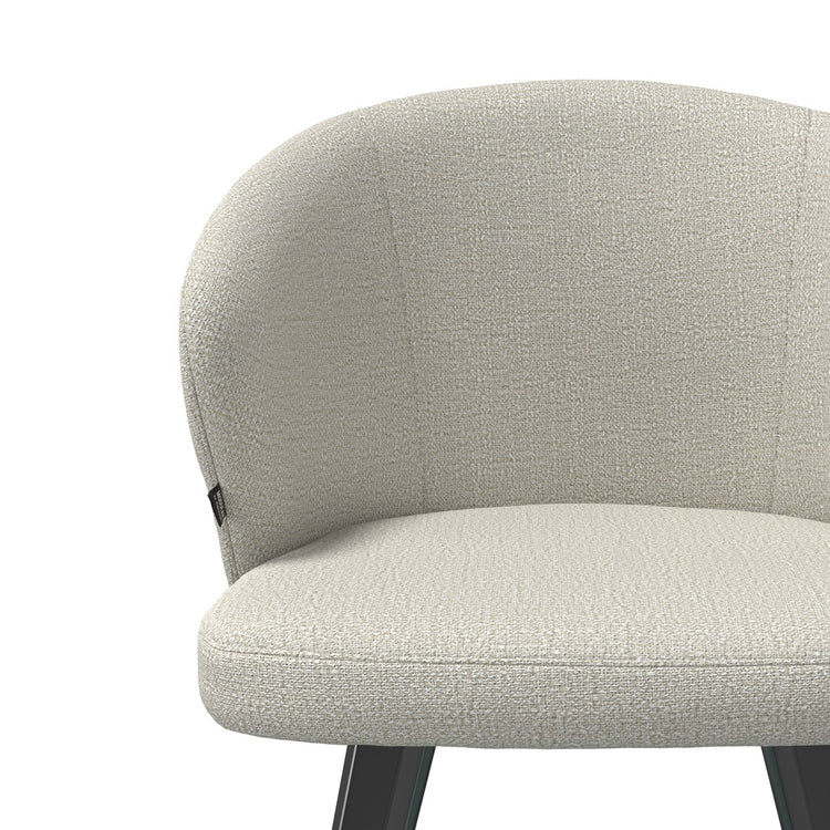 Lisette Dining Chair - Light Beige Oasis 01 Fabric - Black Metal Legs - 57 x 58 x 82 cm